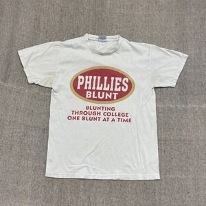 vintage Phillies Blunt college shirt mens medium white 1990s funny joke
